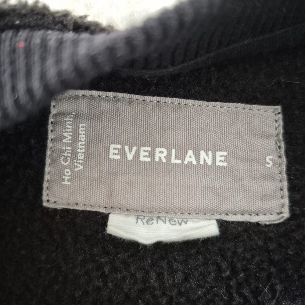 E Everlane The Renew Fleece Raglan Sweatshirt S Black Women Crew Neck Minimalist - Picture 8 of 9
